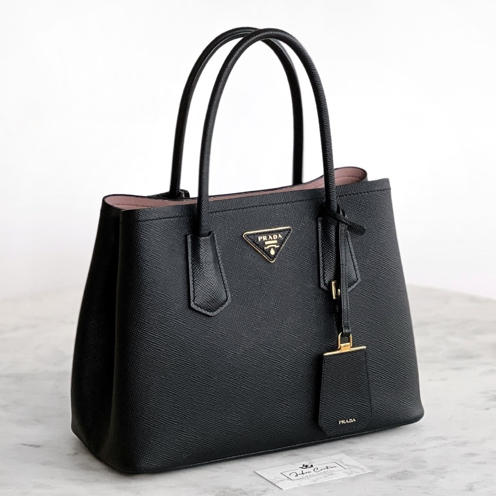 🚫SOLD🚫 PRADA SAFFIANO SMALL DOUBLE CUIR TOTE BAG - Picture 1 of 9